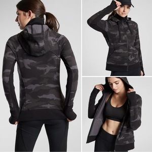 Athleta NWT Black camo printed Triumph zip-up hoodie